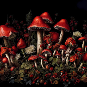 Mousseline Papier Découpage Forêt de Champignons Rouges