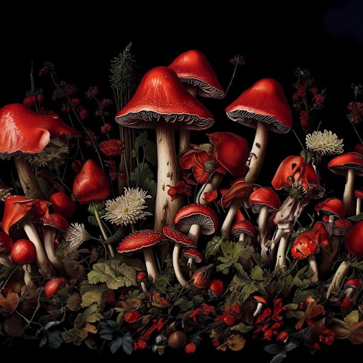 Mousseline Papier Découpage Forêt de Champignons Rouges