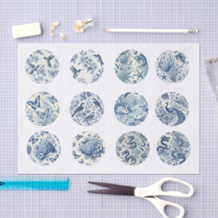 Mousseline Papier découpage individuel bleu inspiré de la chi