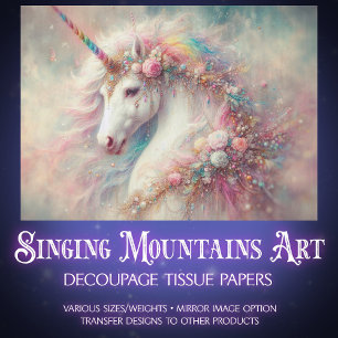 Mousseline Papier découpage Licorne Magique Arc-en-Ciel Cheve