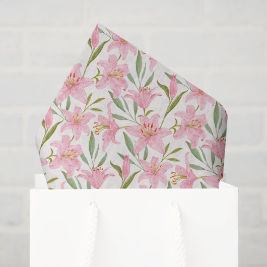 Mousseline Papier découpage lis roses, floral (Sac cadeau)