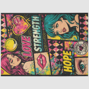Mousseline Papier Découpage Pop Art Comique Amour Force Espoi