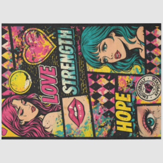 Mousseline Papier Découpage Pop Art Comique Amour Force Espoi