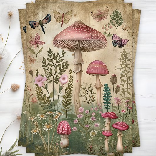 MOUSSELINE PAPIER DECOUPAGE POUR DECOUPAGE CHAMPIGNONS DE FOR