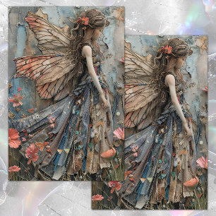 MOUSSELINE PAPIER DECOUPAGE POUR FILLE FÉE DE LA FORÊT