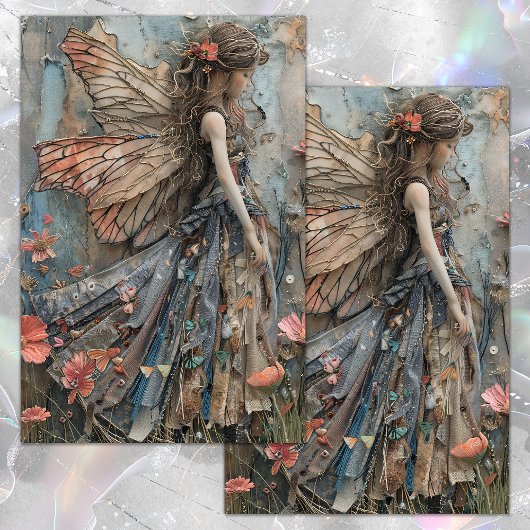 MOUSSELINE PAPIER DECOUPAGE POUR FILLE FÉE DE LA FORÊT