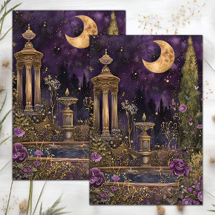 MOUSSELINE PAPIER DECOUPAGE POUR JARDIN LUNE CROISSANTE VIOLE