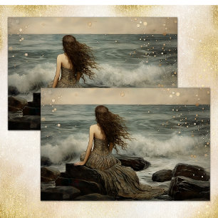 MOUSSELINE PAPIER DÉCOUPAGE POUR LA MER REGARDANT ARIEL