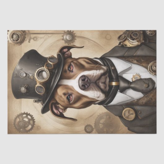 Mousseline Papier découpage Steampunk Pitbull (Recto)