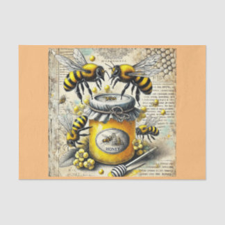 Mousseline papier découpage tissue avec abeilles