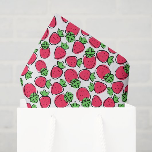 Mousseline Papier Découpe Fraises, Fruits d'Été (Sac cadeau)