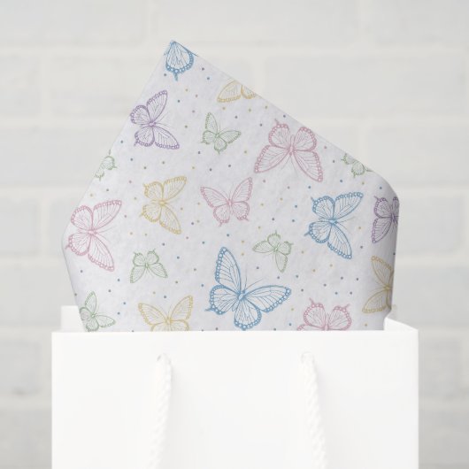 Mousseline Papier découpé papillon (Sac cadeau)