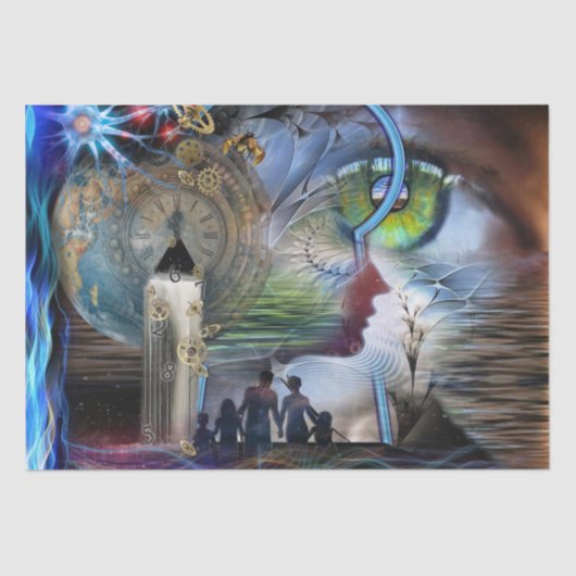 Mousseline Papier d'emballage graphique visionnaire illustré (Recto)