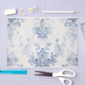 Mousseline Papier en tissu bleu clair Damas (Artisanat)