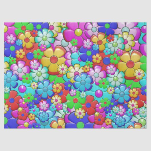 Mousseline Papier en tissu de fleurs hippie (Recto)