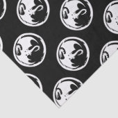 Mousseline Papier en tissu noir de Dragon blanc moyen (Détail)