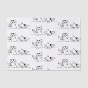 MOUSSELINE PAPIER EN TISSU NOIR ET BLANC DE CHAT ANGELS