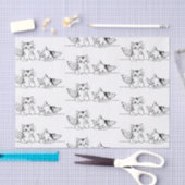 MOUSSELINE PAPIER EN TISSU NOIR ET BLANC DE CHAT ANGELS (Artisanat)