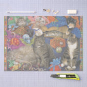 MOUSSELINE PAPIER EN TISSU PEINT CAT (Artisanat)