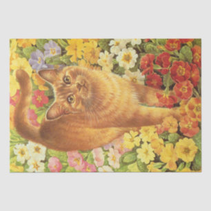 MOUSSELINE PAPIER EN TISSU PEINT EN CAT ADORABLE