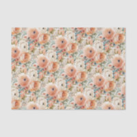 Papier floral aquarelle crème pêche élégant 