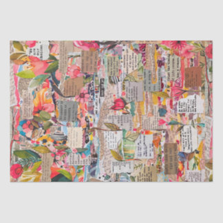 Mousseline Papier floral Collage de support mixte Papier de t