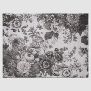 Mousseline Papier kraft grisé Vintage Jardin de toile florale