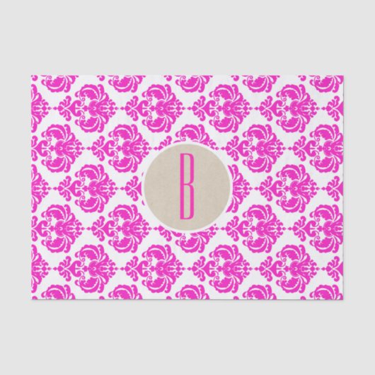 Mousseline Papier kraft monogrammé lettre initiale damassé ro (Recto)