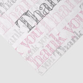 Mousseline papier Merci, rose, blanc et gris (Détail)