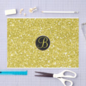 Mousseline Papier Monogramme Initial Pailleté Jaune Brillance (Artisanat)