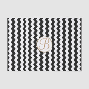 Mousseline Papier Monogramme Lettre Initiale Imprimé Chevron 