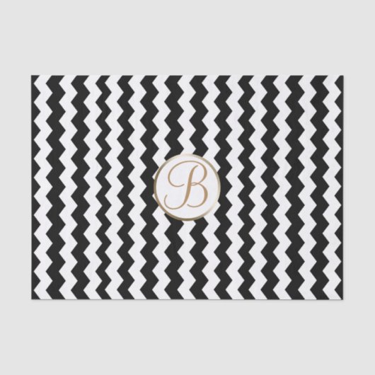 Mousseline Papier Monogramme Lettre Initiale Imprimé Chevron  (Recto)