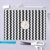 Mousseline Papier Monogramme Lettre Initiale Imprimé Chevron  (Artisanat)