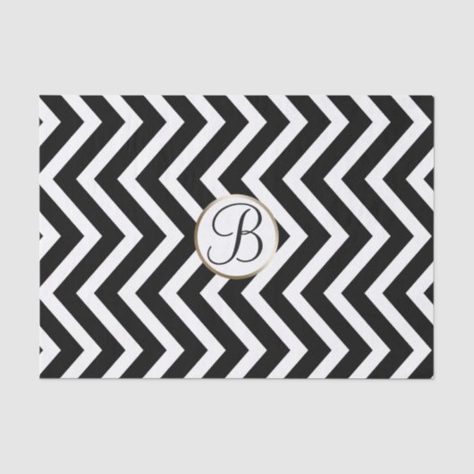 Mousseline Papier Monogramme Lettre Initiale Imprimé Chevron  (Recto)