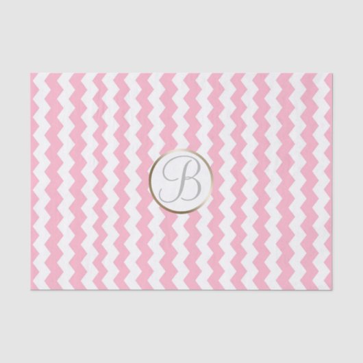 Mousseline Papier Monogramme Lettre Initiale Imprimé Chevron  (Recto)