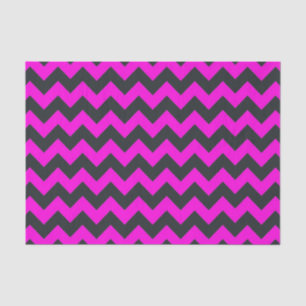 Mousseline Papier motif de chevron noir rose néon