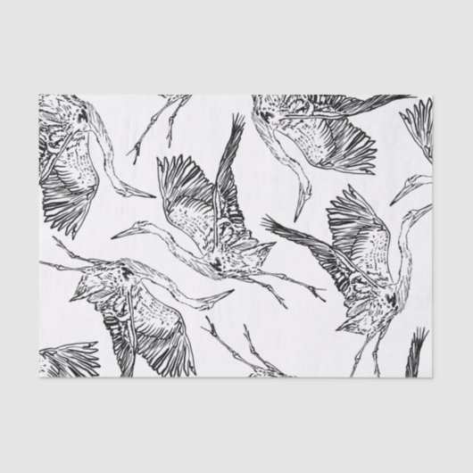 Mousseline Papier motif Heron (Recto)