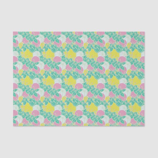 Mousseline papier motif moderne feuille, bourgeon et fleur (Recto)