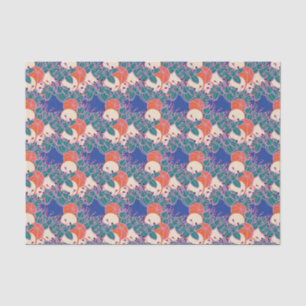 Mousseline papier motif moderne feuille, bourgeon et fleur