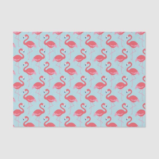 Mousseline Papier motif rose flamingo bleu (Recto)