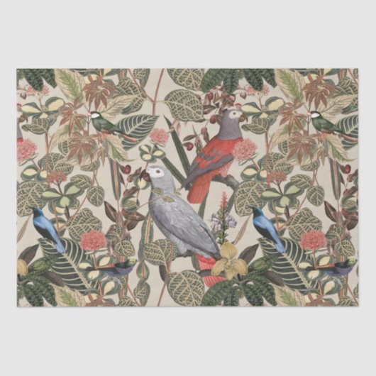 Mousseline Papier motif vintage Tropical (Recto)