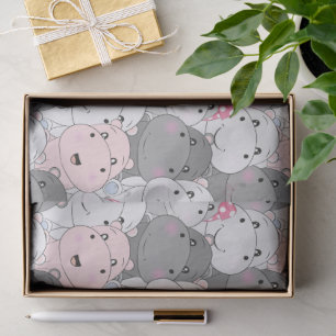 Mousseline Papier mouchoir avec de petits hippopotames mignon