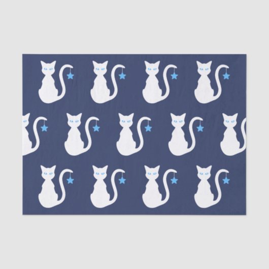 Mousseline Papier mouchoir chat blanc (Recto)