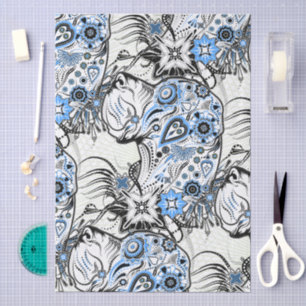 Mousseline Papier mouchoir Grands Danois Bleus et Noirs