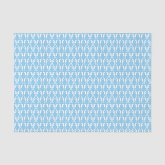 Mousseline Papier mouchoir hippocampes blancs (Recto)