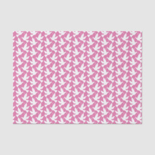 Mousseline Papier mouchoir rose volant de colombes blanches