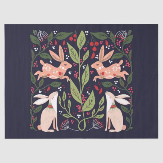 MOUSSELINE PAPIER MOUSSELINE: ART DU FOLK : RABBITS (Recto)