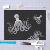 Mousseline Papier noir octopique blanc (Artisanat)