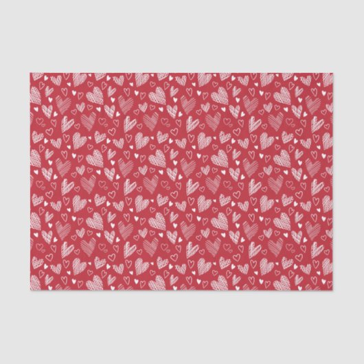 Mousseline Papier papier Motif Red Hearts (Recto)