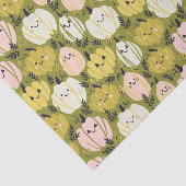 Mousseline Papier papier papier Citrouille rose et vert (Détail)